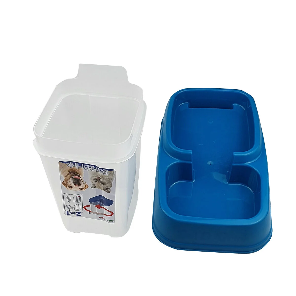 Distributeur d’eau ou de croquettes 2 en 1 en plastique L 32 x l 19 x H 28 cm pour chien et chat – Image 4