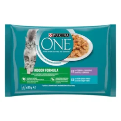Purina ONE® Adult Sachets Fraîcheur Pour Chat Formule Intérieure Flocons Minces en Sauce 4x85 g