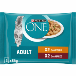 Purina ONE Adult Sachets Fraîcheur Pour Chat Poulet et Boeuf 4x85 g