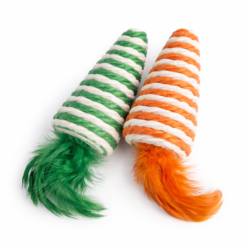 Jouet chat 2 Cônes Rayés avec Plumes