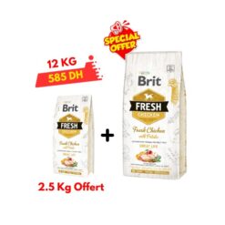 Brit Croquettes Fresh Chicken With Potatos (Poulet Frais avec Pommes de Terre) Adulte Toutes Races Great Life 12 Kg + 2.5Kg Gratuit