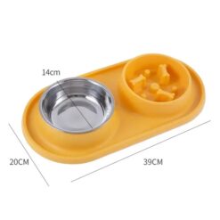 Alternative view of Gamelle double en acier inoxydable pour Chiens et Chats (Jaune | Orange | Bleu )