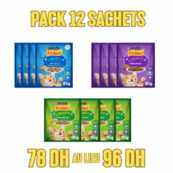 Friskies Pochon pour chats Pack de 12 sachets de 85g ( 4 Saumon | 4 Boeuf | 4 Poulet )