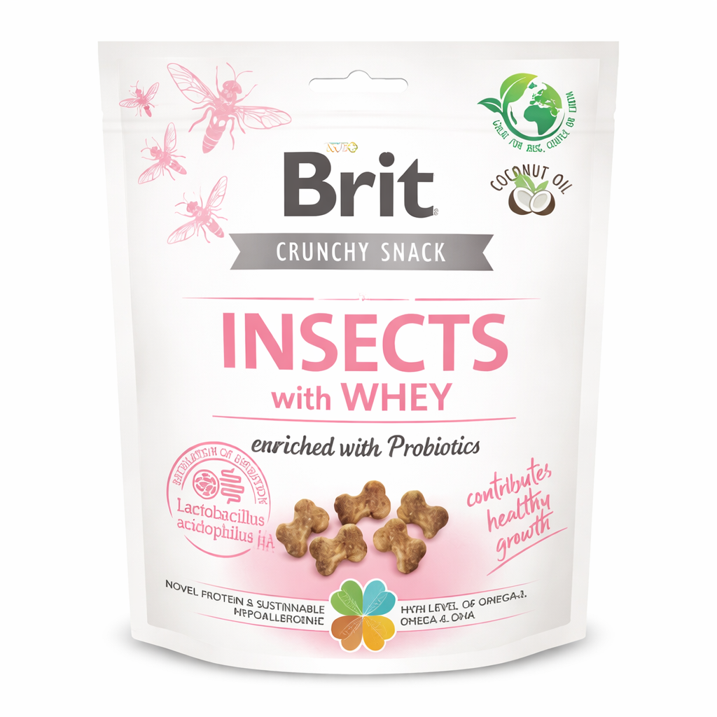 Brit Care Crunchy Cracker Puppy. Insects with Whey enriched and Probiotics (Insectes avec lactosérum, enrichi en probiotiques) 200 g