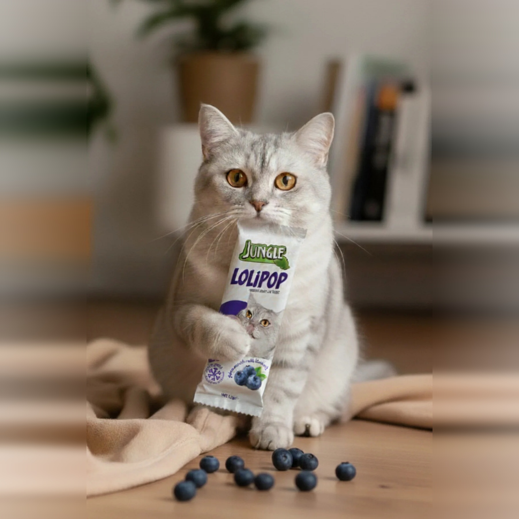 Jungle Sucette pour Chat Poulet à la Myrtille (1 pièce) – Image 2