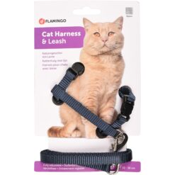 Harnais avec laisse Flamingo Ziggi Granit Bleu