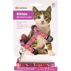 Harnais avec laisse Flamingo Chaton Topo Rose