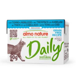 Almo Nature Daily en Mousse 380g | Chat Adulte | Thon et Cabillaud