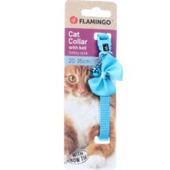 Collier Flamingo Chat avec Noeud Uby Bleu