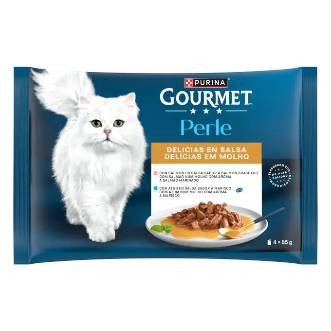 Purina Gourmet Perle Délices En Sauce Au Saumon et Au Thon Pour Chats 4x85 g
