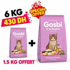 Gosbi Croquettes Exclusive Poulet et Dinde Pour Chaton 6kg +1.5Kg Gratuit