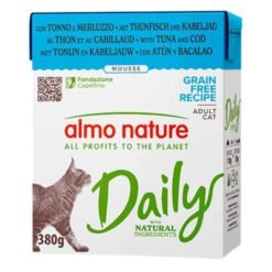 Almo Nature Daily en Mousse 380g | Chat Adulte | Thon et Cabillaud