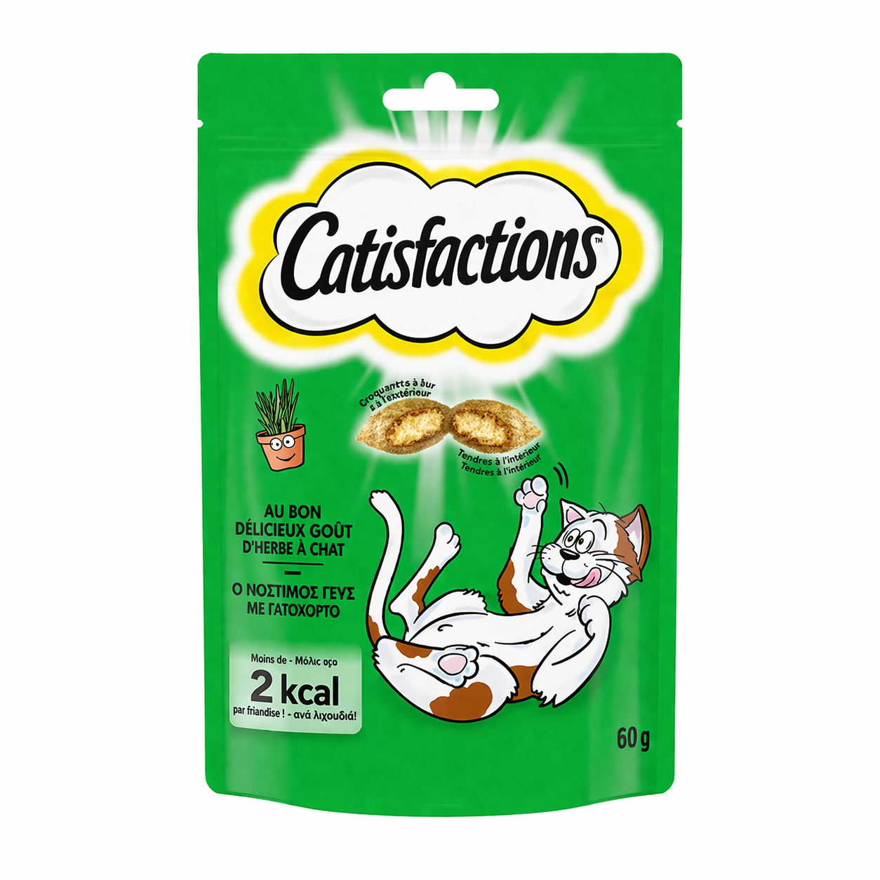 Catisfactions Friandises pour chat et chaton 60g (Boeuf | Poulet | Saumon | Canard | Fromage | Herbe a chat) – Image 9