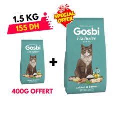 Gosbi Croquettes Exclusive Poulet et Saumon Pour Chat Stérilisé 1.5kg +400g Gratuit
