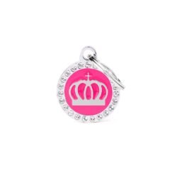 Médaille Glam Couronne Fuchsia avec Strass