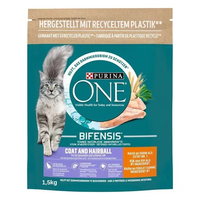 Purina ONE Chat Coat & Hairball Riche en Poulet 1,5Kg