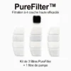 Pack Filtres Pour Fontaine d'eau EZICLEAN (3 filtres fontaine et 1 filtre pompe)