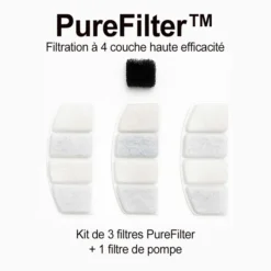 Pack Filtres Pour Fontaine d'eau EZICLEAN (3 filtres fontaine et 1 filtre pompe)