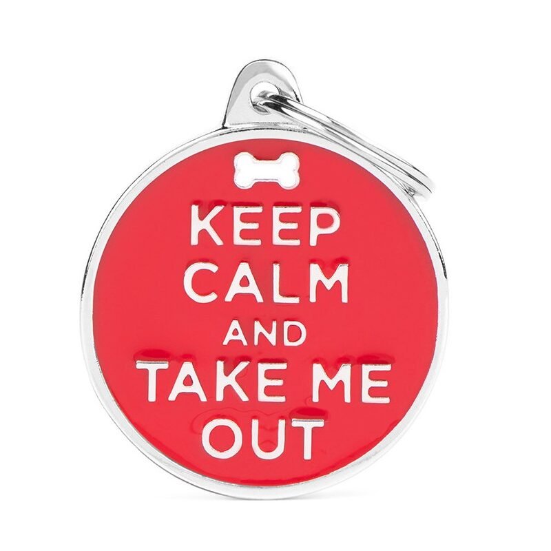 Médaille Rouge Grand "KEEP CALM AND TAKE ME OUT"
