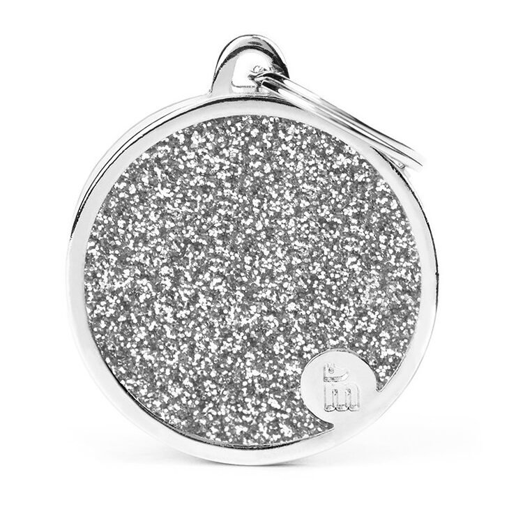 Médaille Shine Cercle Grand Glitter Gris