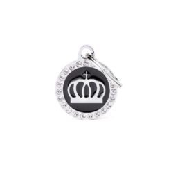 Médaille Glam Couronne Noire avec Strass