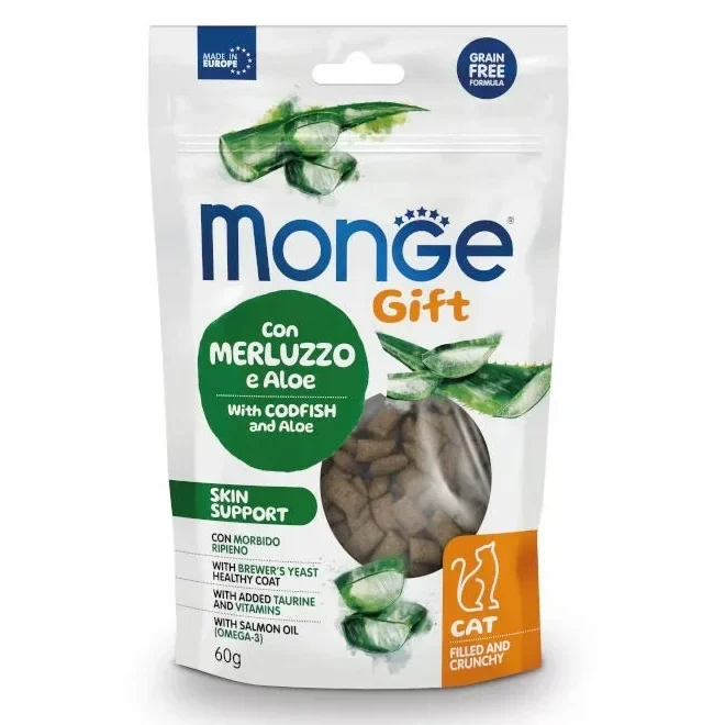 Monge Friandises pour Chat Adulte fourrée et croustillante à l'Aloe Vera (Skin Support) 60 g