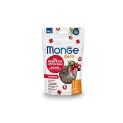 Monge Friandises pour Chat Adulte Stérilisé Fourrée et Croustillante au Canard et aux Canneberges 60g