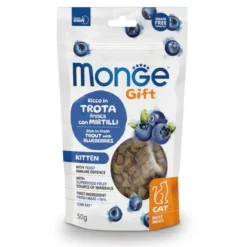 Monge Friandises pour Chaton Kitten Fourrée et Croustillante à la Truite et aux Myrtilles 50g