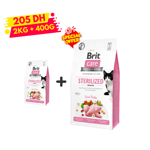 Brit Care Cat Grain-Free Sterilisé Sensitive 2kg +400g Gratuit