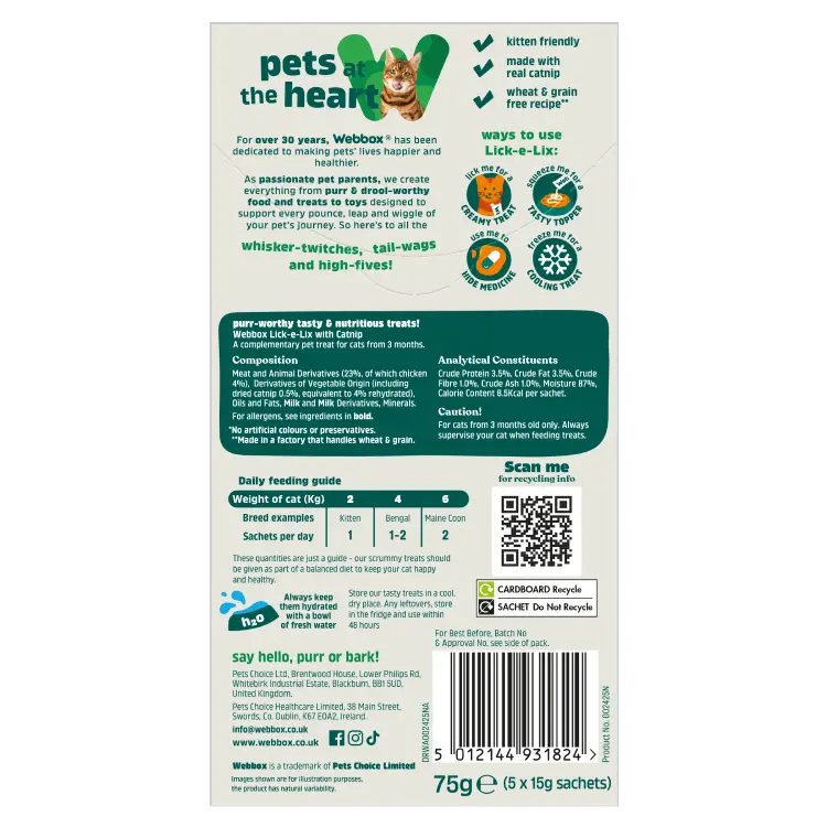 Webbox Lick-e-Lix pour Chat avec Catnip 5 x 15g – Image 2