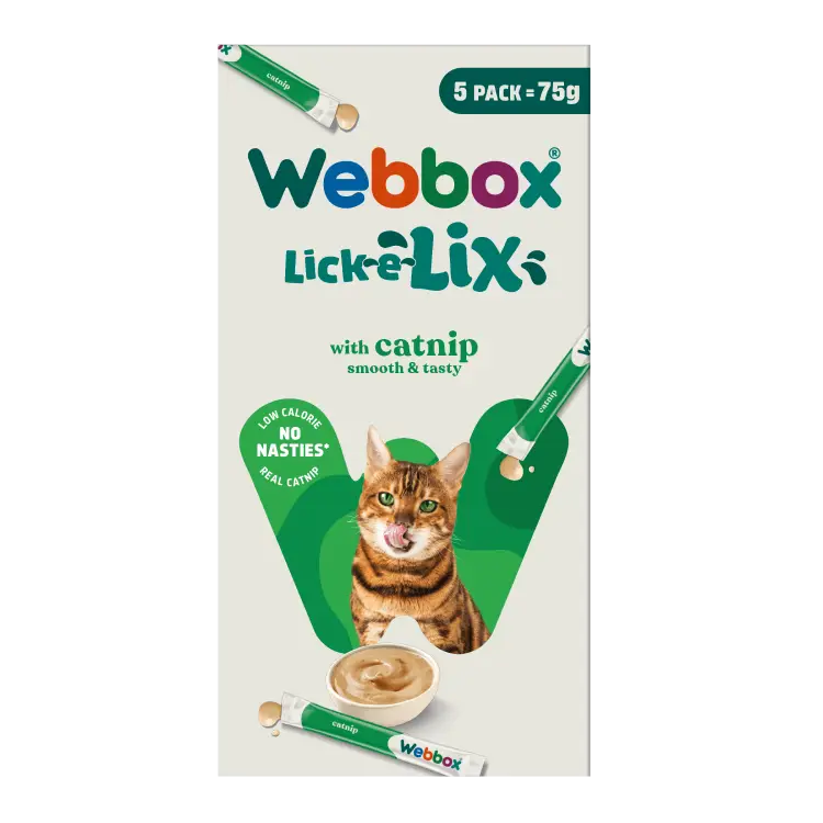 Webbox Lick-e-Lix pour Chat avec Catnip 5 x 15g