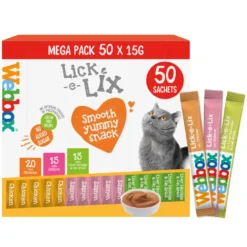 Webbox Lick-e-Lix pour Chat Assortiment Foie et Poulet et le Saumon (50 sachets de 15 g)