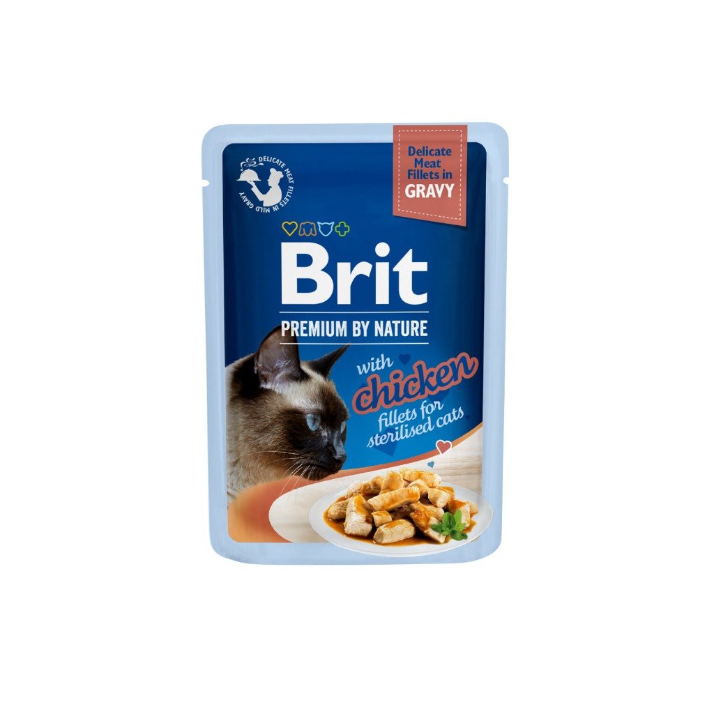 Brit Premium Cat Delicate with Chicken Fillets in Gravy for Sterilised Cats (Poulet En Sauce Pour Chat Sterilise) 85g