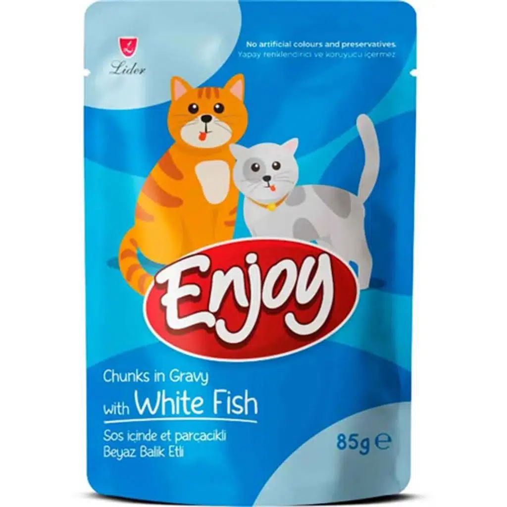 Enjoy Pâtée pour Chat Morceaux de Poisson en Sauce 85g