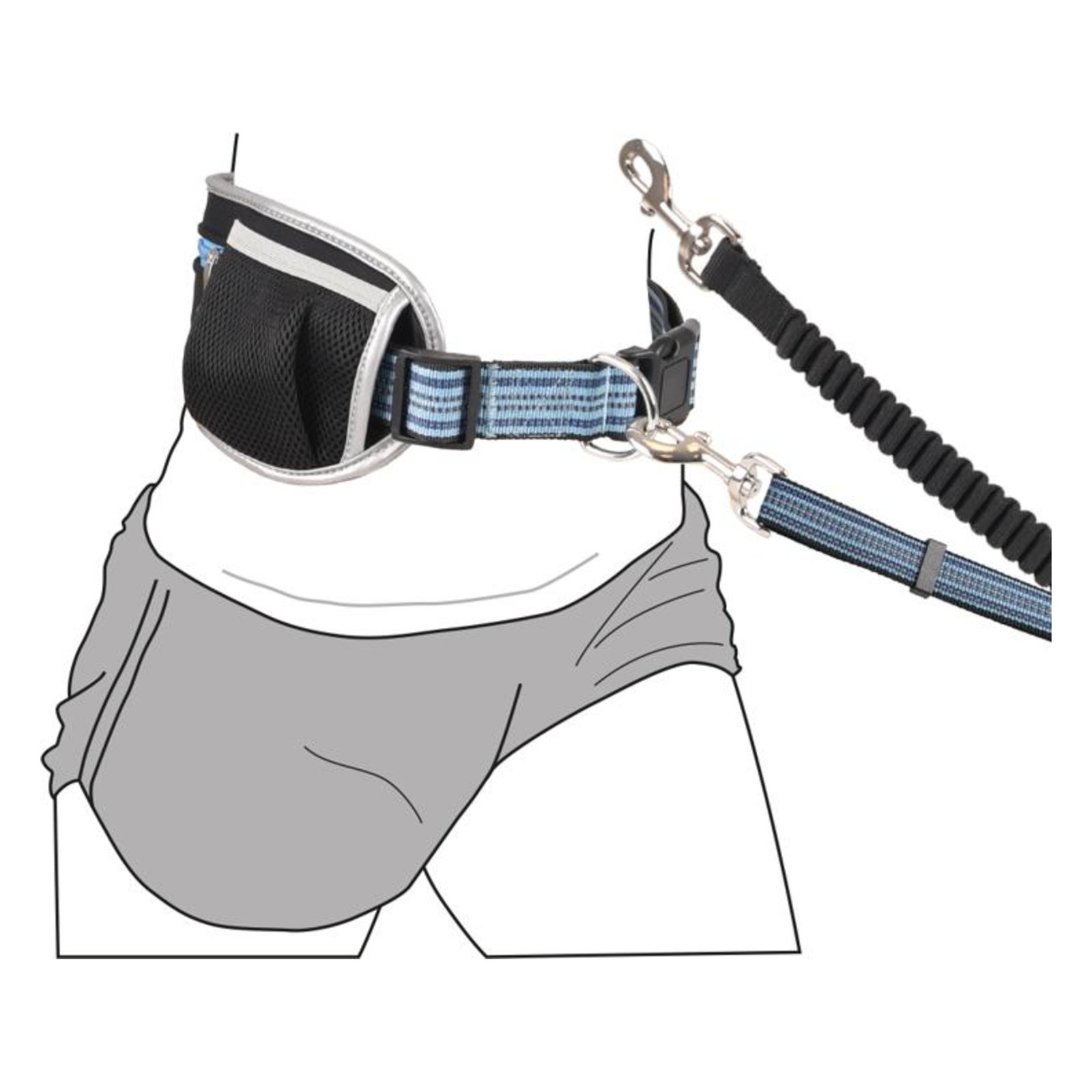 Laisse pour le jogging Flamingo avec ceinture ventrale Rono Bleu – Image 6