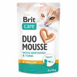 Brit Care 4 friandises Mousse Crémeuses Duo au Poisson Blanc et au Thon. 4 × 14 g