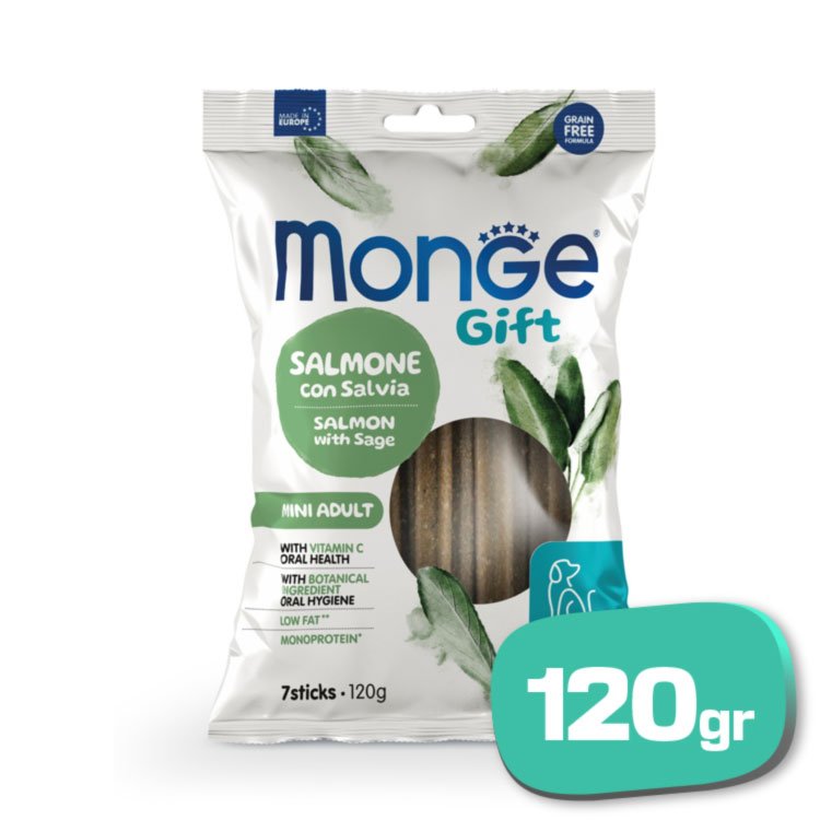 Monge Gift Bâtonnets Dentaires Mini Dog Adult Saumon Avec Sauge 120g