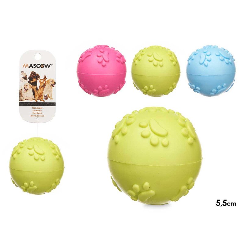 Jouet Chien et Chat Mascow Boule de Silicone Motif Empreinte ø 5,5cm