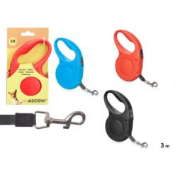 Laisse Retractable Mascow 3m (Rouge | Bleu | Noir)