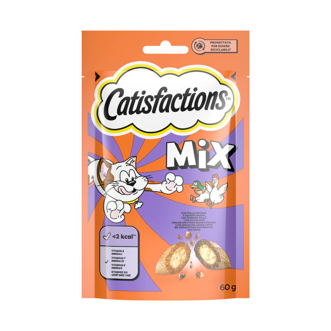 Catisfactions Mélange de Friandises Pour Chat et Chaton Poulet et Canard 60g