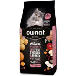 Ownat Ultra Kitten Sterilisé Faible en Graines avec Poulet Et Dinde 3kg