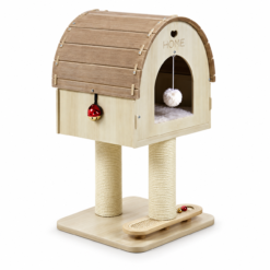 Alternative view of Arbre à Chat avec Niche en Bois, Griffoirs et Jouets – 70 cm