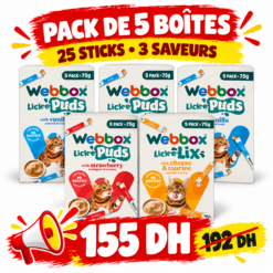 01- Pack Webbox Lick pour Chaton et Chat (2 Vanille, 1 Fraise & 1 Fromage)